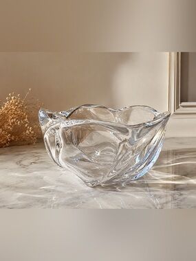 Vintage Holmegaard Danish Crystal Art Glass Bowl- large size